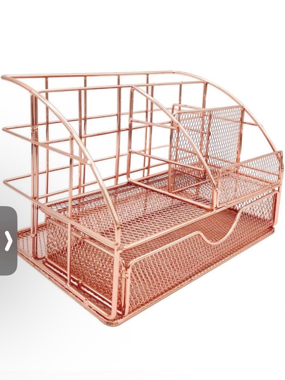 NWOT Rose Gold Small Desk Organizer Cute Mesh Office Supplies Accessories